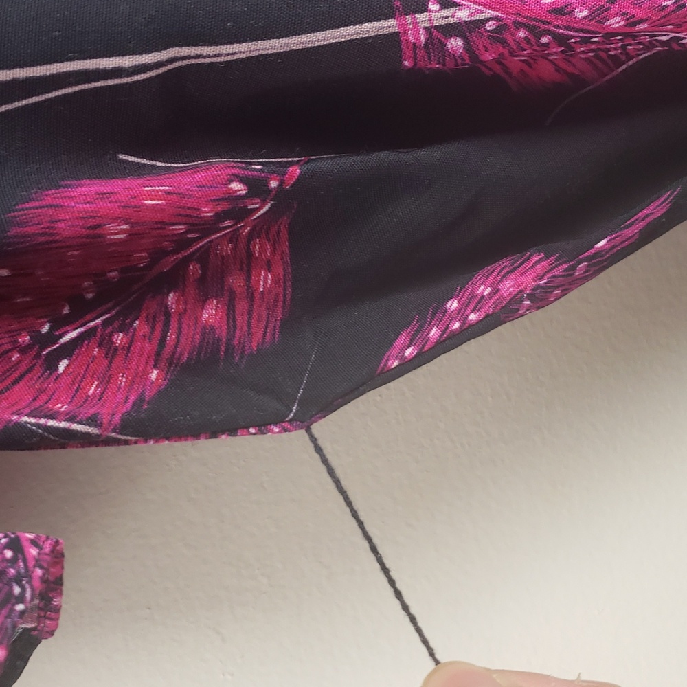 Reiss Black Dress with Pink Leaf Print Midi - Picture 8 of 16